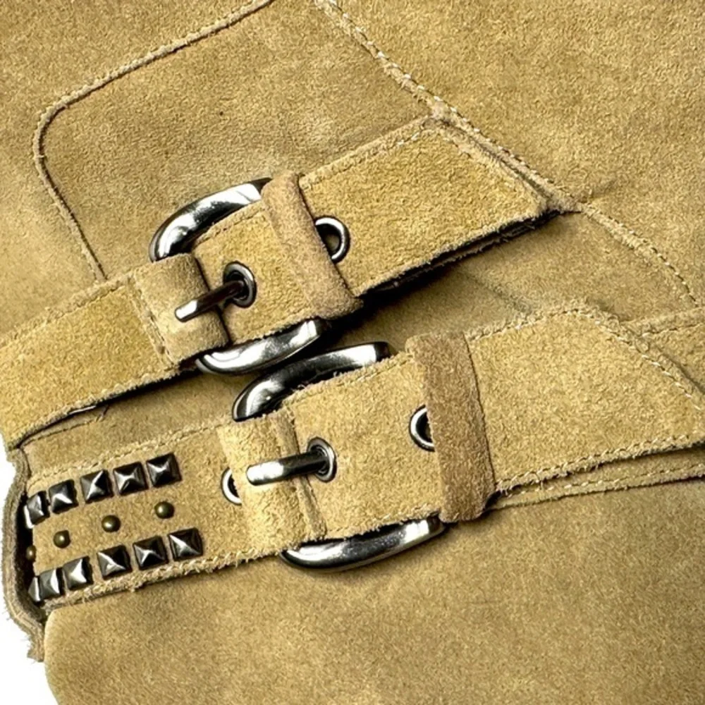 BCBG Generation | Over the Knee Suede Boot Christina New Taupe Spike Stud Accent